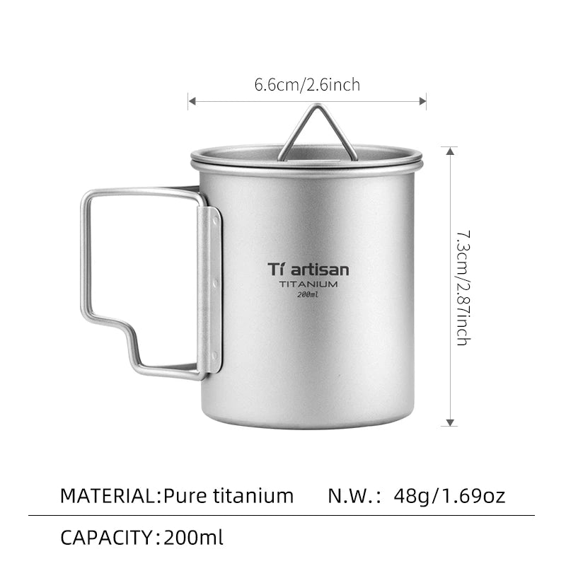 Titanium Lightweight Folding Handle Camping Tea Coffee Mug