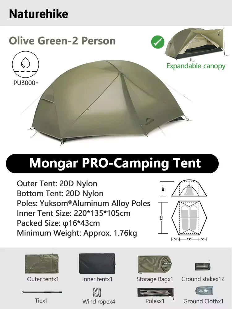 Mongar 2 UL Waterproof Ultralight Backpacking Camping Tent Shelter