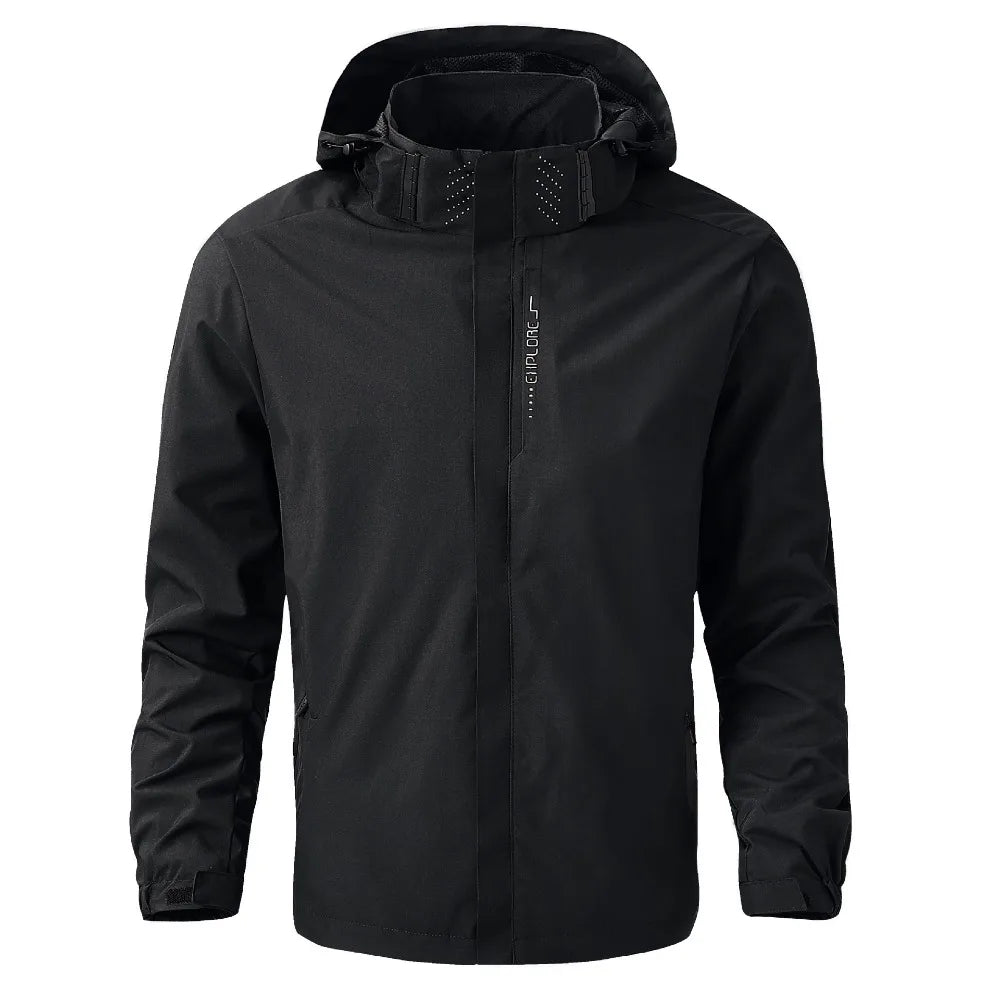 Men Waterproof Lightweight Raincoat Hooded Cycling Hiking Windproof Jacket