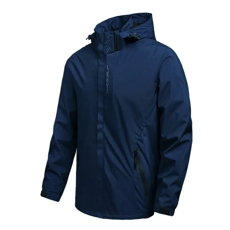 Men Waterproof Lightweight Raincoat Hooded Cycling Hiking Windproof Jacket