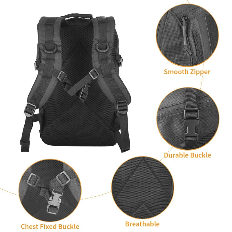 20L Tactical Hiking Backpack MOLLE EDC Travel Camping Daypack