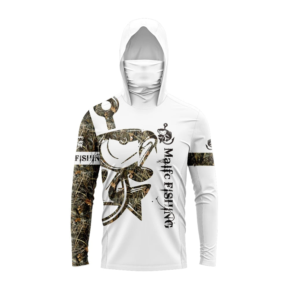 Men Long Sleeve UV Protection Fishing Hooded Shirt Outdoor Apparel