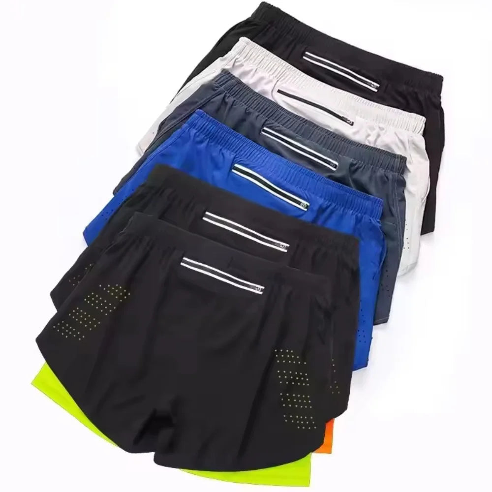Men 2-in-1 Quick Dry Training Running Beach Sports Shorts