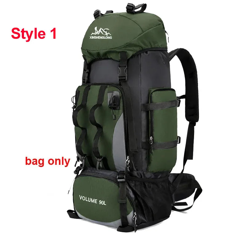90L Waterproof Hiking Camping Backpack Large Capacity Travel Rucksack