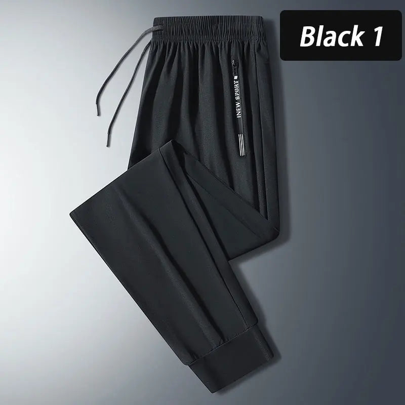 Men Quick Dry Running Pants Zipper Outdoor Training Sport Trousers