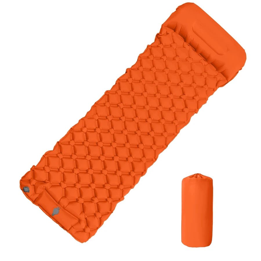 Inflatable Camping Sleeping Pad With Pillow Ultralight Air Mattress Pump