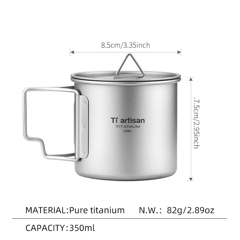 Titanium Lightweight Folding Handle Camping Tea Coffee Mug