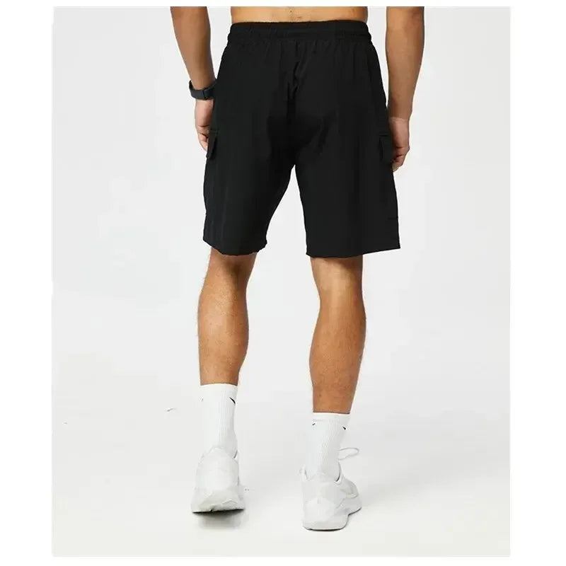 Men Quick Dry Cargo Bike Shorts Elastic Waist Multi Pocket