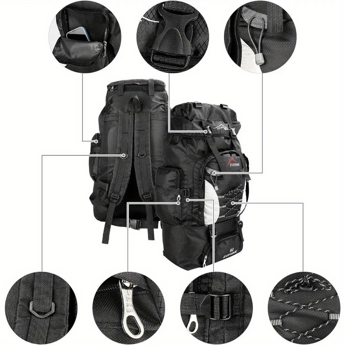 70L Large Capacity Hiking Camping Ultralight Travel Sports Backpack