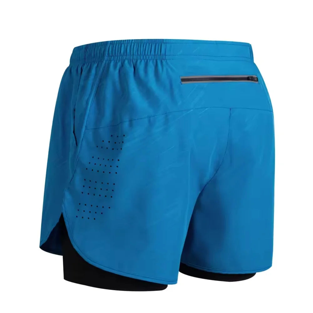 Men 2-in-1 Quick Dry Training Running Beach Sports Shorts