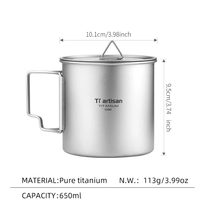 Titanium Lightweight Folding Handle Camping Tea Coffee Mug