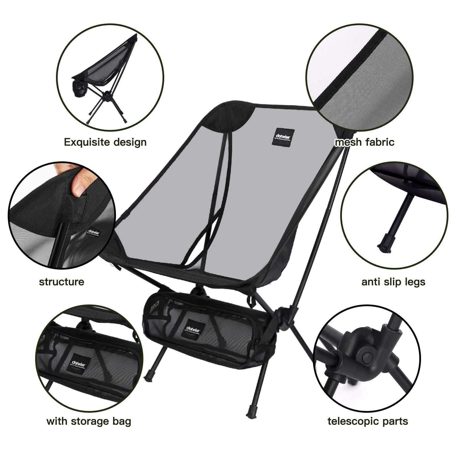 Moon Chair Breathable Camping Fishing Chair Aluminum Alloy Folding Seat