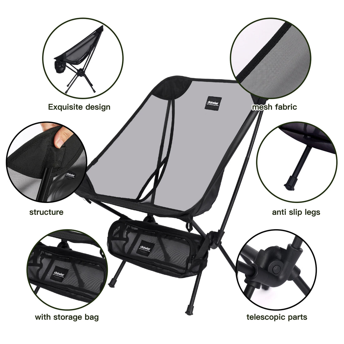 Moon Chair Breathable Camping Fishing Chair Aluminum Alloy Folding Seat
