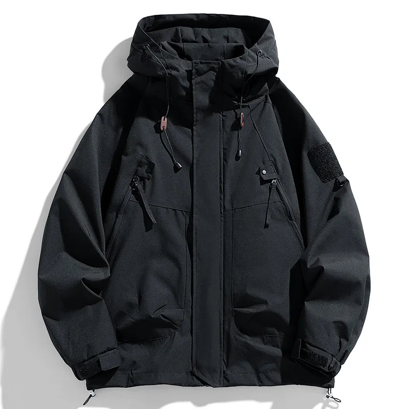 Men Hooded Waterproof Windbreaker Softshell Cargo Hiking Bomber Jacket