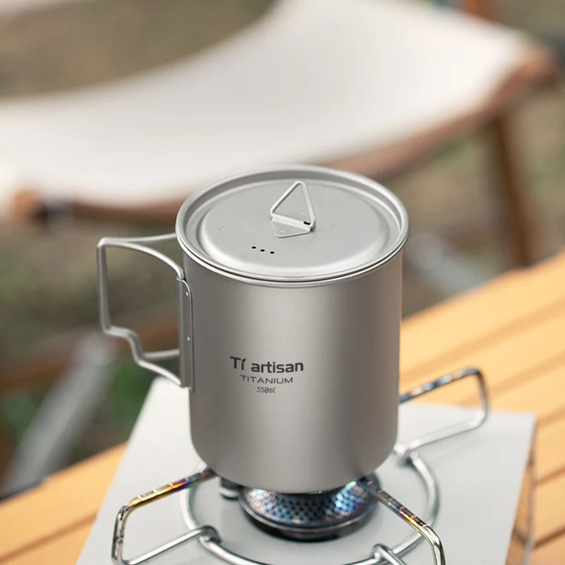 Titanium Lightweight Folding Handle Camping Tea Coffee Mug
