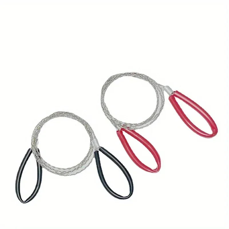 Leather Handle Stainless Steel Wire Saw Survival Camping Hiking Tool