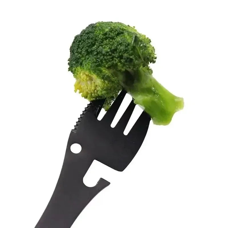 5-in-1 Stainless Steel Camping Survival EDC Tool Fork Knife