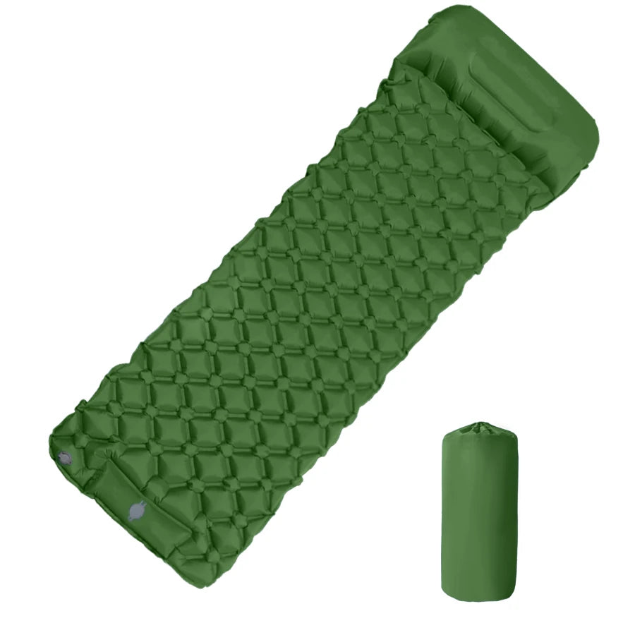 Inflatable Camping Sleeping Pad With Pillow Ultralight Air Mattress Pump