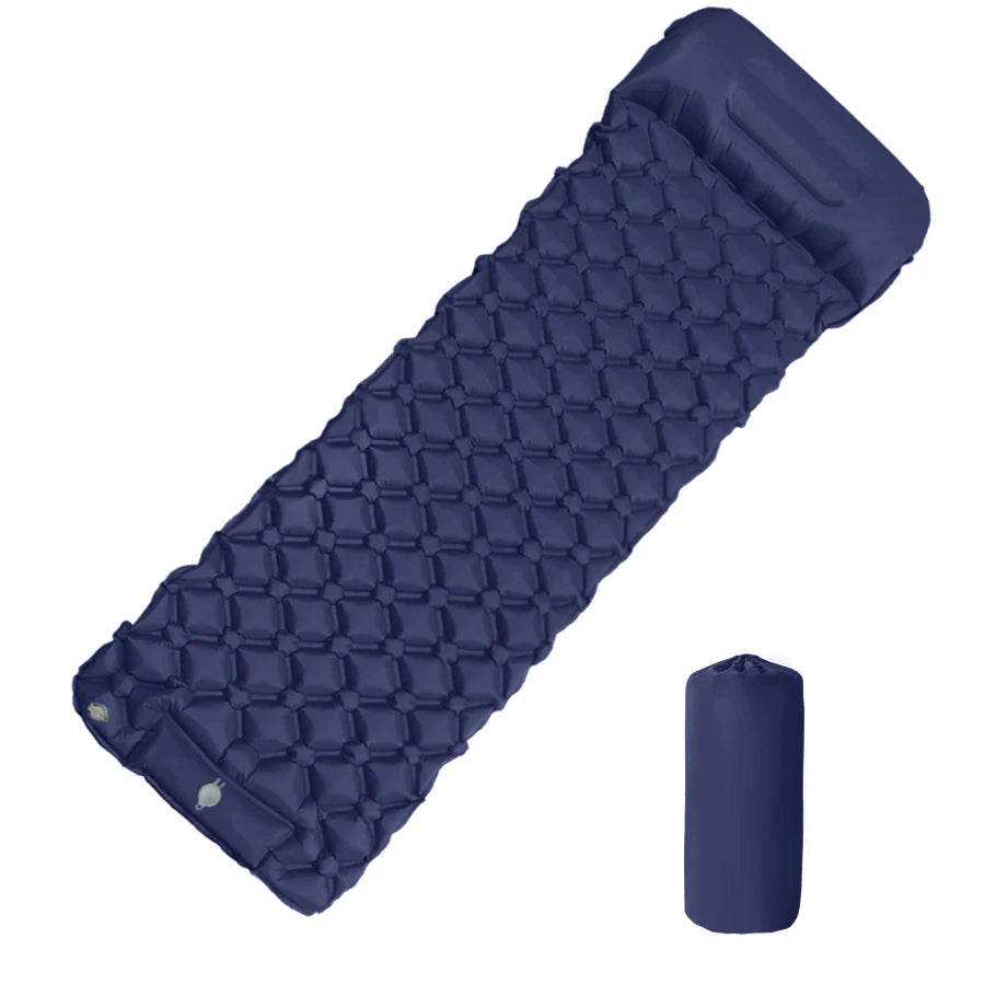 Inflatable Camping Sleeping Pad With Pillow Ultralight Air Mattress Pump