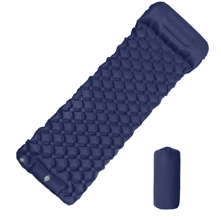 Inflatable Camping Sleeping Pad With Pillow Ultralight Air Mattress Pump