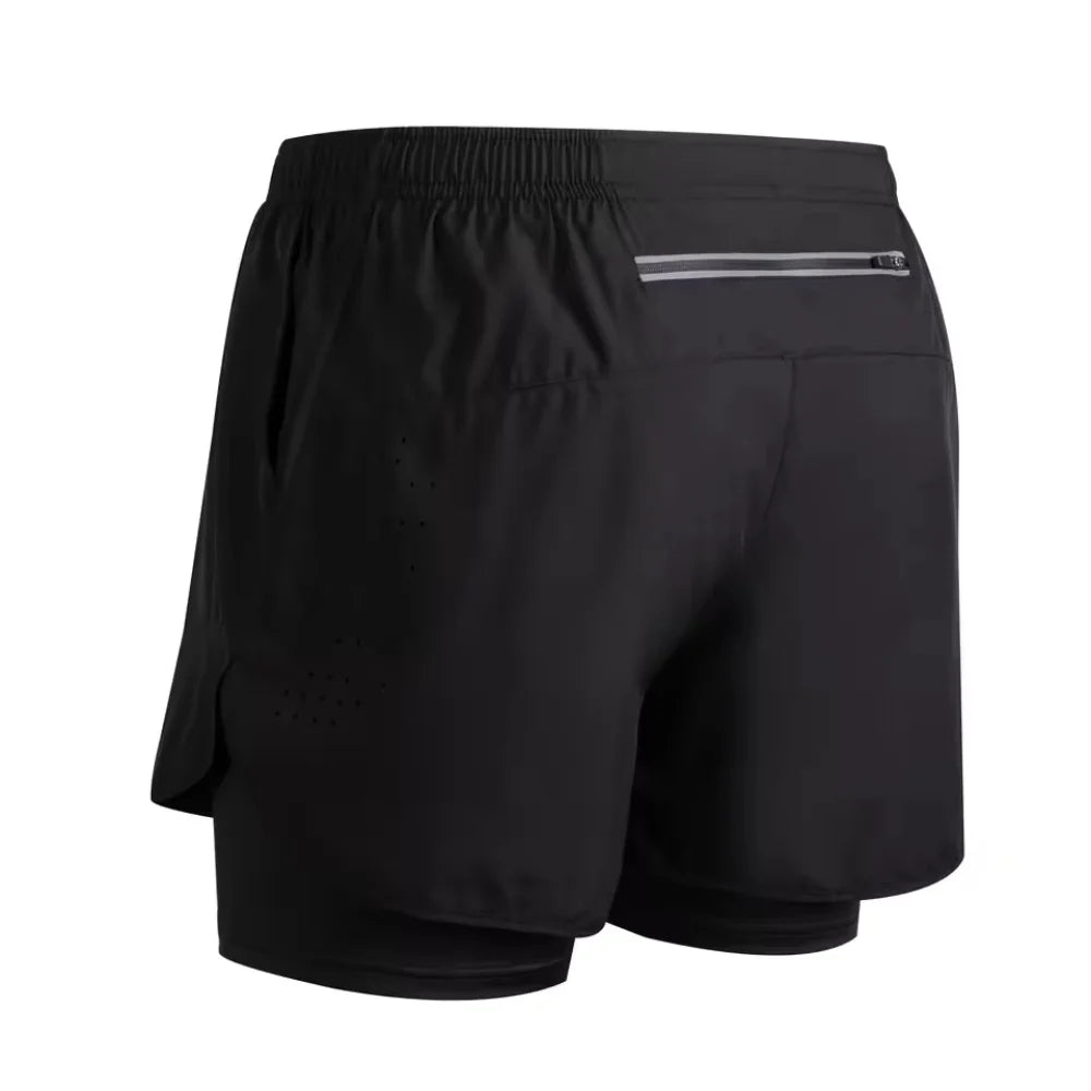 Men 2-in-1 Quick Dry Training Running Beach Sports Shorts