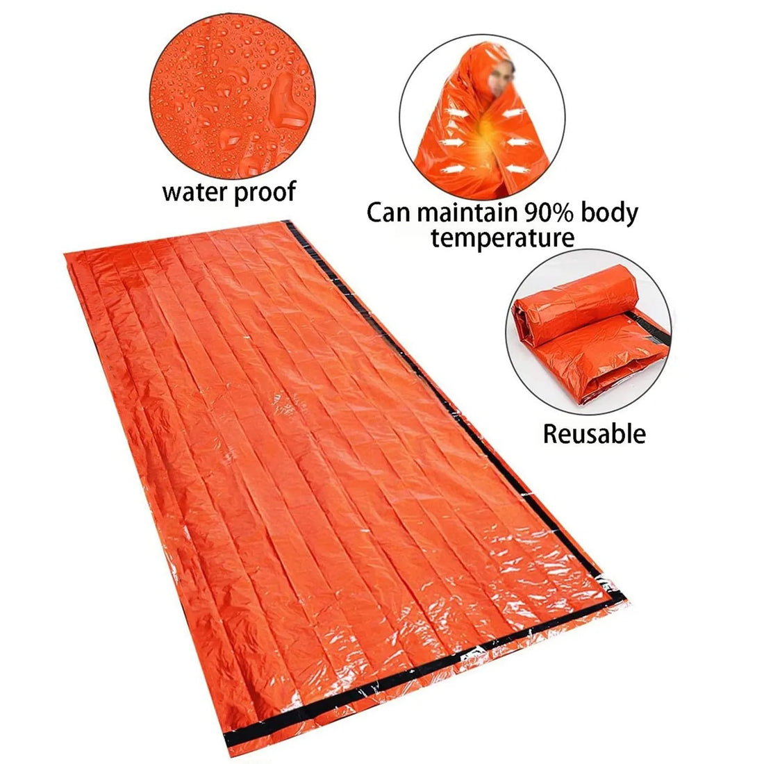 Emergency Waterproof Survival Sleeping Bag Mylar Thermal Camping Rescue