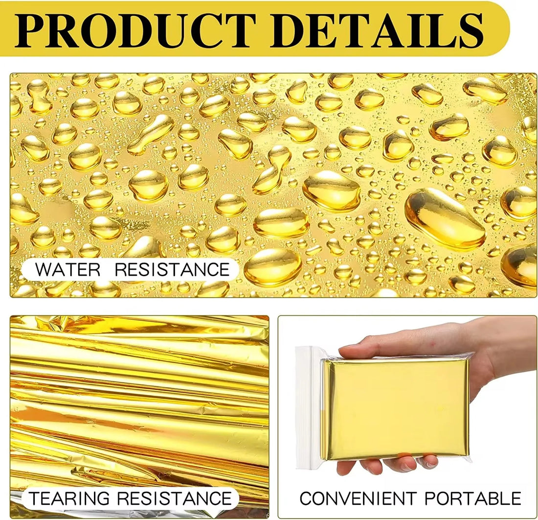 Emergency Thermal Foil Blanket Waterproof Windproof Survival Camping Rescue