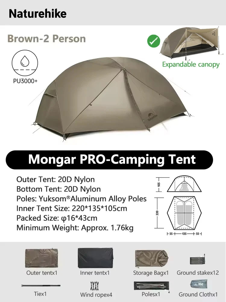 Mongar 2 UL Waterproof Ultralight Backpacking Camping Tent Shelter