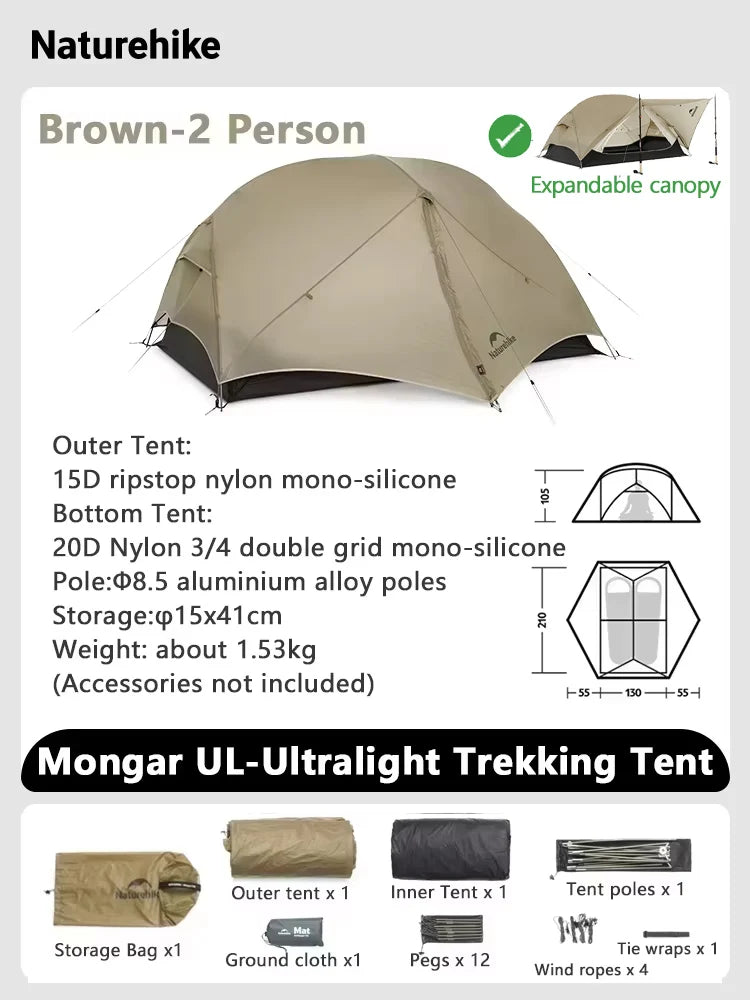 Mongar 2 UL Waterproof Ultralight Backpacking Camping Tent Shelter