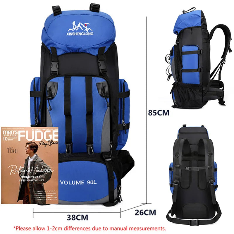 90L Waterproof Hiking Camping Backpack Large Capacity Travel Rucksack