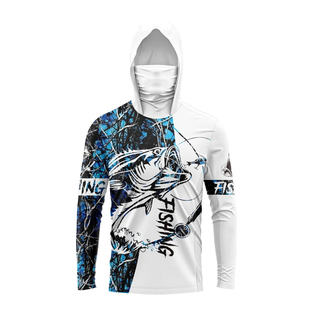 Men Long Sleeve UV Protection Fishing Hooded Shirt Outdoor Apparel