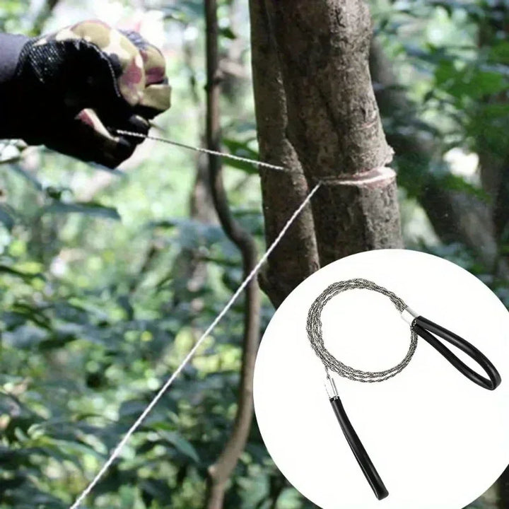 Leather Handle Stainless Steel Wire Saw Survival Camping Hiking Tool