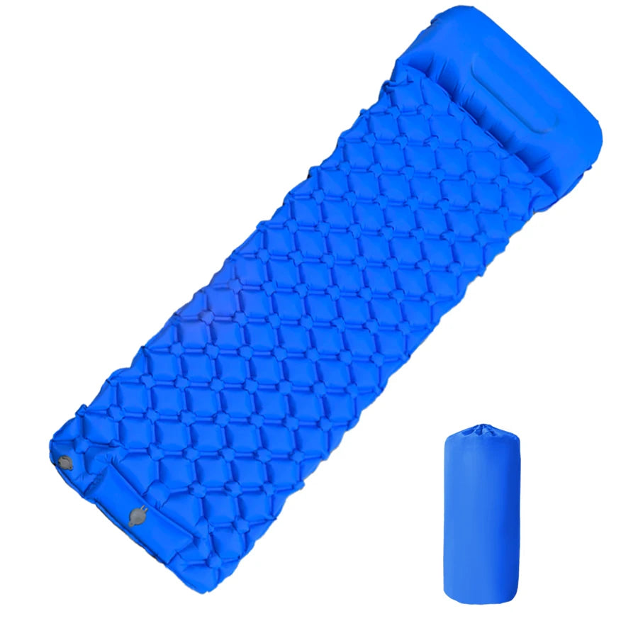 Inflatable Camping Sleeping Pad With Pillow Ultralight Air Mattress Pump