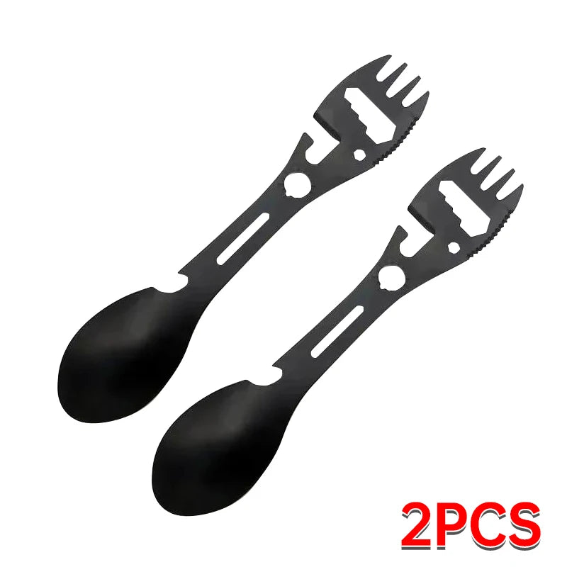 5-in-1 Stainless Steel Camping Survival EDC Tool Fork Knife