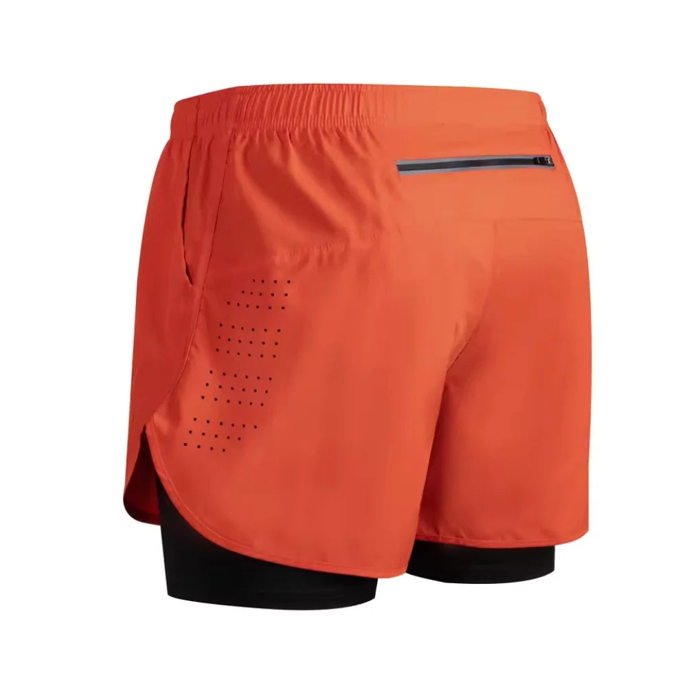 Men 2-in-1 Quick Dry Training Running Beach Sports Shorts