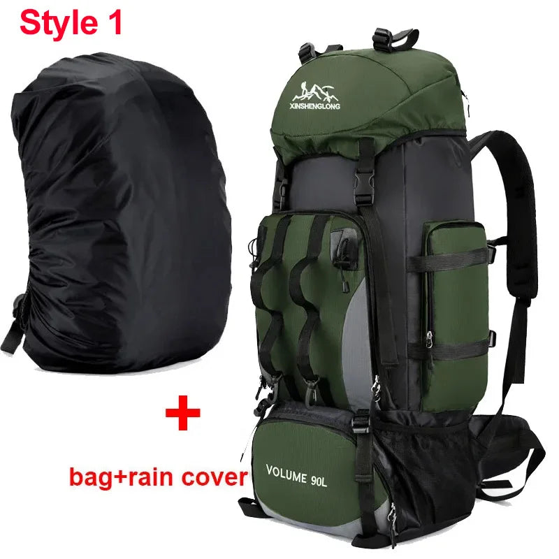 90L Waterproof Hiking Camping Backpack Large Capacity Travel Rucksack