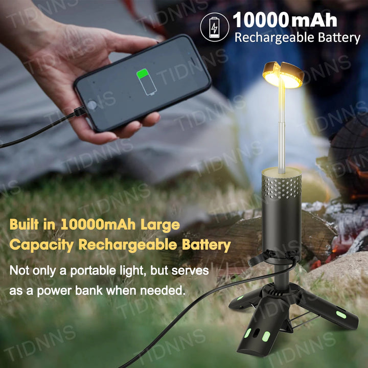 Telescopic Rechargeable Camping Lantern 10000mAh Dimmable Emergency Fishing Light
