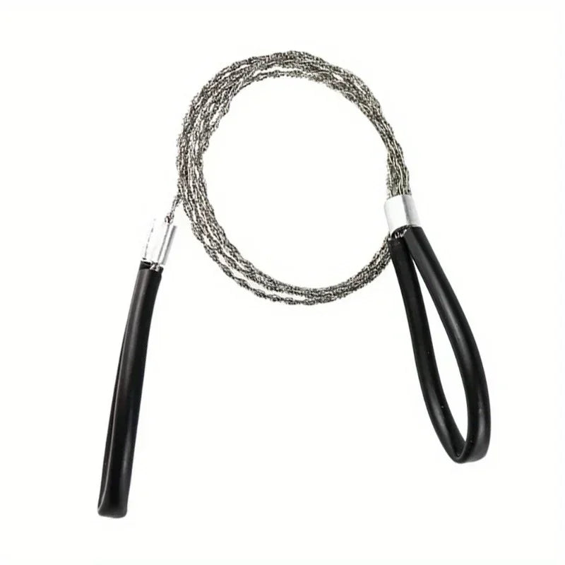 Leather Handle Stainless Steel Wire Saw Survival Camping Hiking Tool
