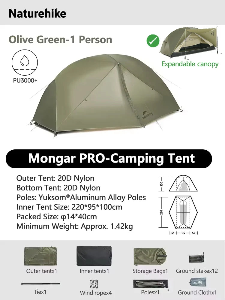 Mongar 2 UL Waterproof Ultralight Backpacking Camping Tent Shelter