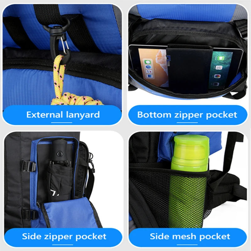 90L Waterproof Hiking Camping Backpack Large Capacity Travel Rucksack