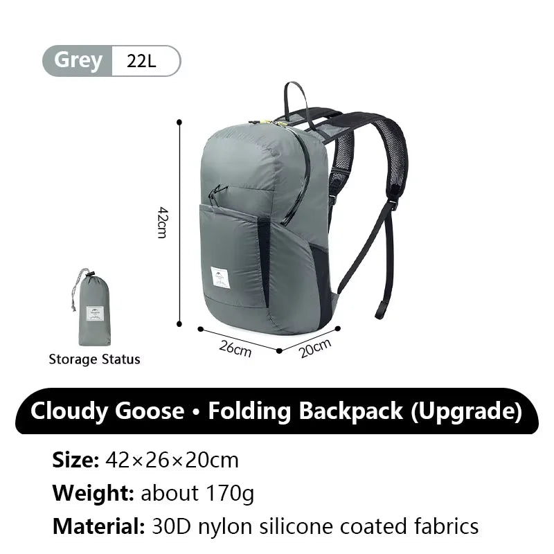 Cloudy Goose 18L 22L Waterproof Folding Hiking Backpack
