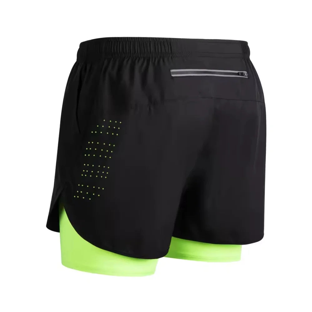 Men 2-in-1 Quick Dry Training Running Beach Sports Shorts