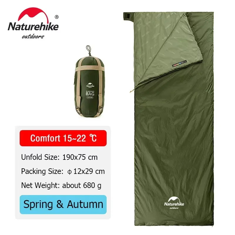 LW180 Ultralight Cotton Waterproof Summer Hiking Camping Sleeping Bag